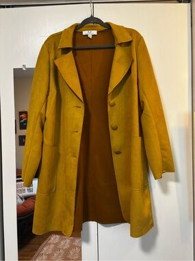 Magaschoni Mustard Suede-Look Faux Leather Coat